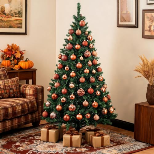 30pc Shatterproof Copper Christmas Ornaments, 2.36-inch Fall Bauble Set
