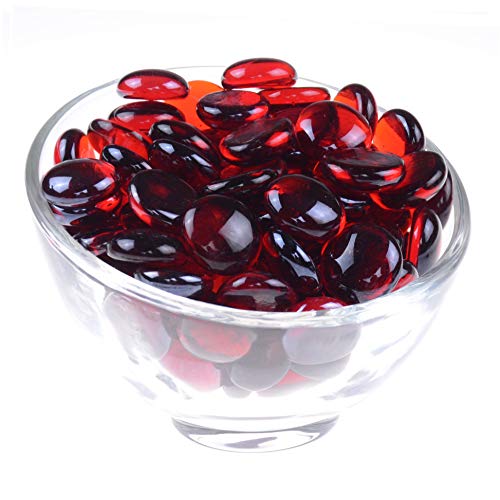 Red Flat Glass Gems & Marbles for Vase Fillers & Table Scatter - 1 lb