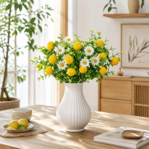 8 Pcs Artificial Lemon Bouquet - Vibrant Faux Fruit Decor