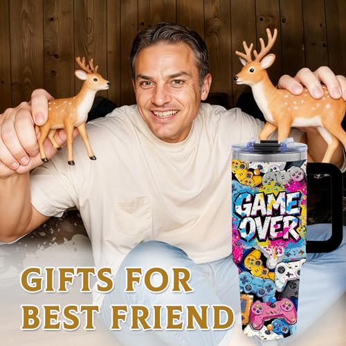 Gaming Gamer Gifts for Men, Video Game 40oz Tumbler with Handle