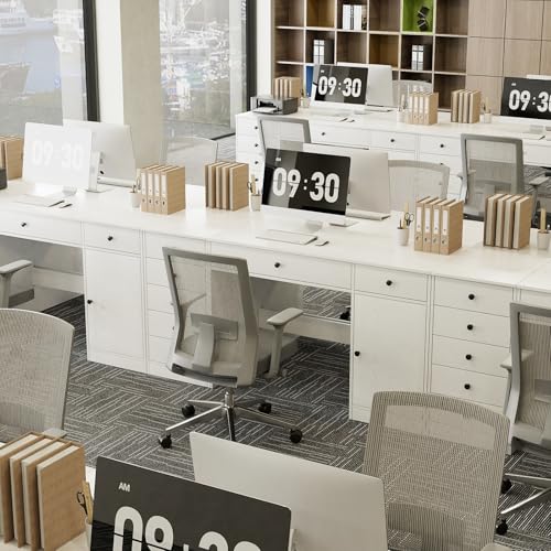 Home Office Desk and 5-Drawer Storage Cabinet Set, White Computer Workstation