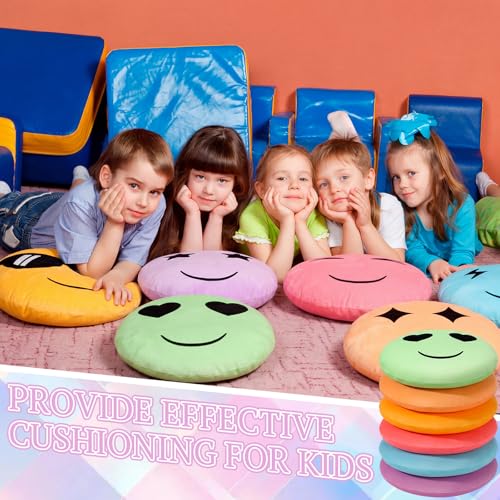 6 Pcs Smile Face Floor Cushions, 15-Inch Round Pastel Seating Pillows