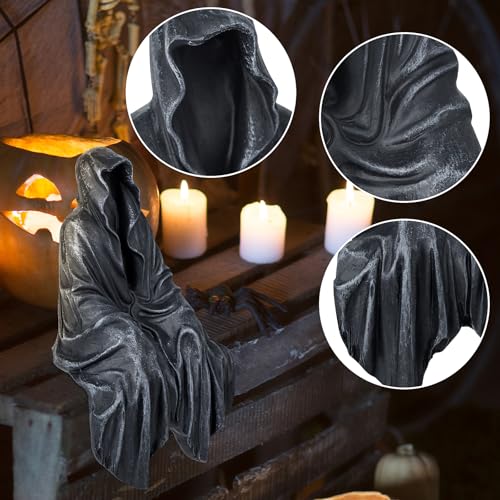 Gothic Black Robe Resin Statue, 5-Inch Creepy Figurine for Home Decor