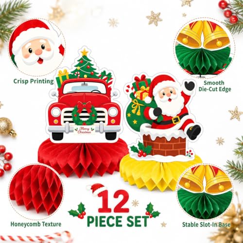 Christmas Honeycomb Centerpieces 12Pcs Set – Actilize Christmas Decor (Variation: THIS listing: Christmas)