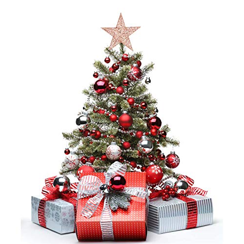 Glittering Iron Christmas Tree Star Topper - 20cm Festive Holiday Decor