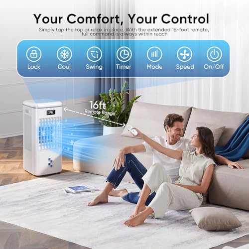 Portable Evaporative Air Cooler 3-in-1 Swamp Cooler with 2-Gal Tank