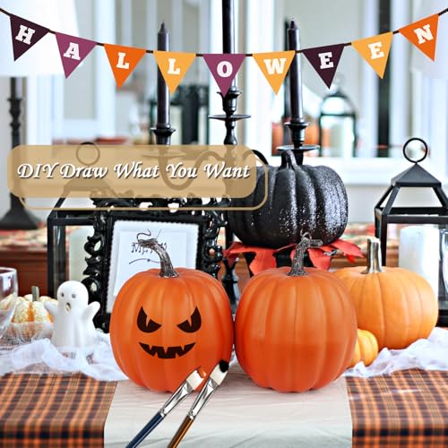 6 Inch Artificial Foam Pumpkins - 4 Piece Set for Fall Harvest Decor