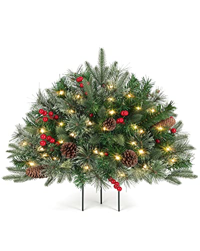 OasisCraft 18 Inch Outdoor Frosted Christmas Tree with Multicolor LED Lights - 1ft 6in Variant