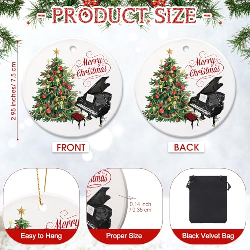 Thyle 3-Pack Christmas Piano Ornaments - Music Gift for Tree Decor
