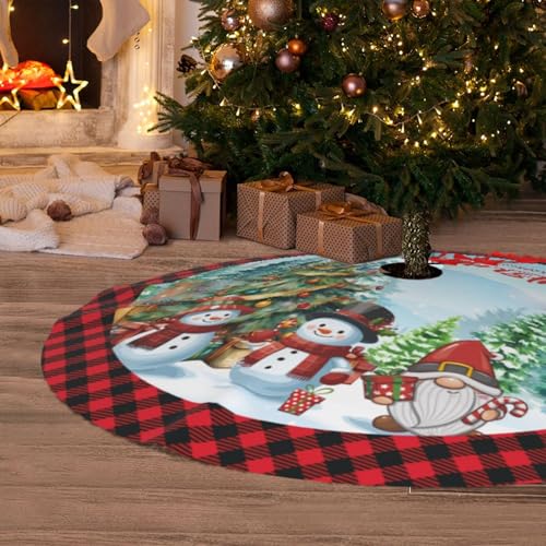 Juniissl Snowman Gnomes Christmas Tree Skirt Medium 36 Inch Holiday Decor