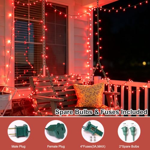 JUSTPRO Red Christmas LED String Lights 21.6FT Indoor Outdoor Decor
