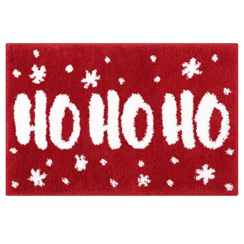Duraaamo Christmas Bath Mat 20x32 Inch Red Ho Ho Holiday Bathroom Decor