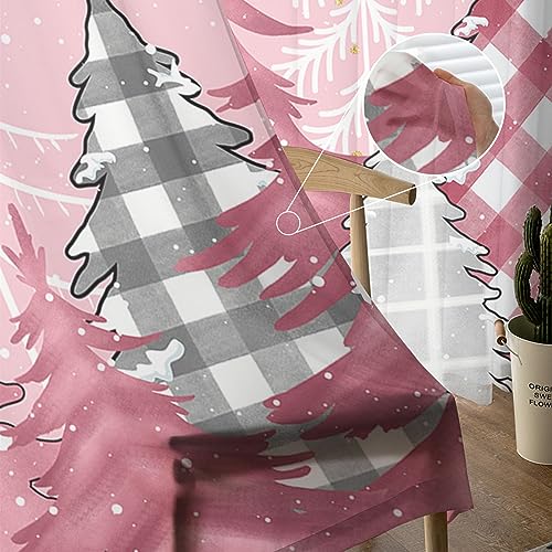 Tersuger 52x72 Inch Christmas Semi Sheer Curtains - Pack of 2, Winter Snowflake Window Drapes for Living Room and Bedroom