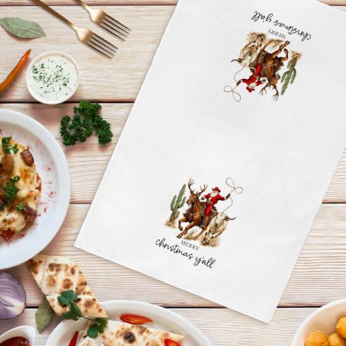 Western Christmas Cowboy Santa Kitchen Hand Towels 16x24 Inches