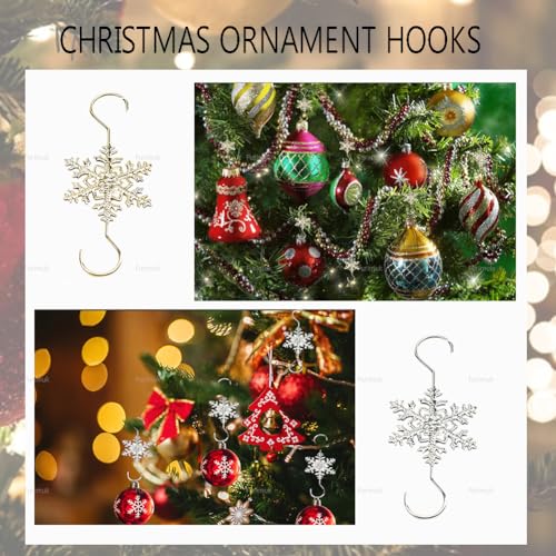 Snowflake Christmas Ornament Hooks - 20 Pack Metal Tree Wire Hangers