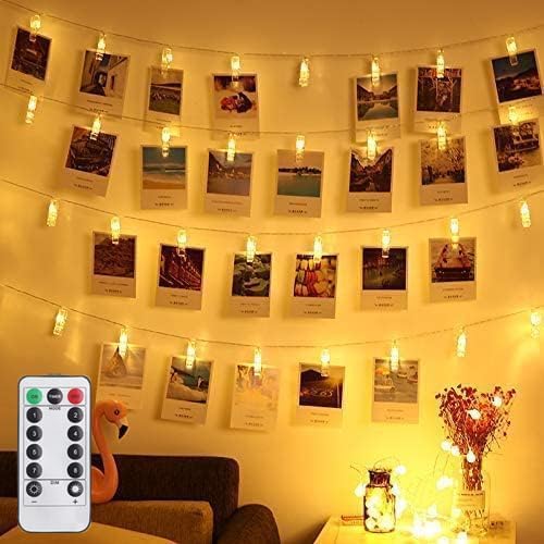 Skiennix 50 LED Photo Clip Starry Lights - Remote-Controlled Fairy Twinkle Lights | 16.4ft Warm White for Home Decor & Festivals