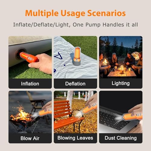 Portable Mini Air Pump for Inflatables with LED Camping Light - 2000mAh