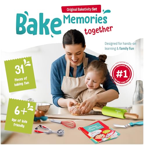 Baketivity 31-Piece Kids Baking Tools Set for Young Chefs