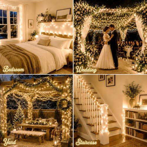 Warm White Incandescent Mini Christmas String Lights - 2 Pack, 13ft White Wire