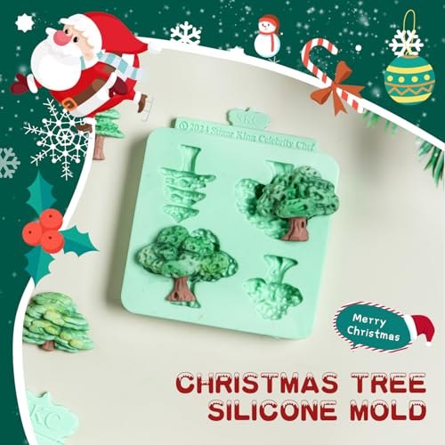 Kalain 2 Pieces Christmas Tree Fondant Molds – Silicone Cake Decorating Set