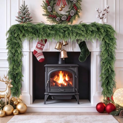 9FT Christmas Cedar Garland - Lavonoph Artificial Greenery for Indoor/Outdoor Use (9 ft / 1 variation)