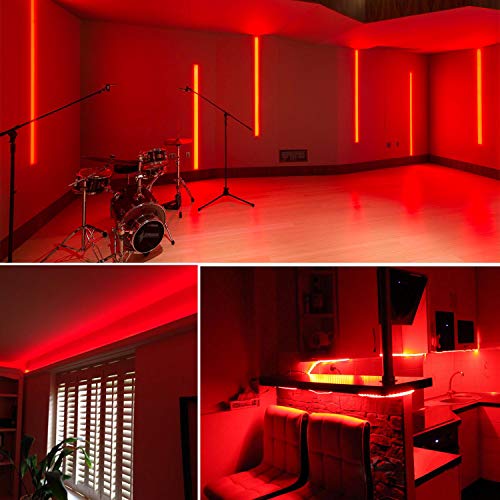 20ft Red LED Strip Light Kit, Dimmable Flexible 12V Indoor Lighting