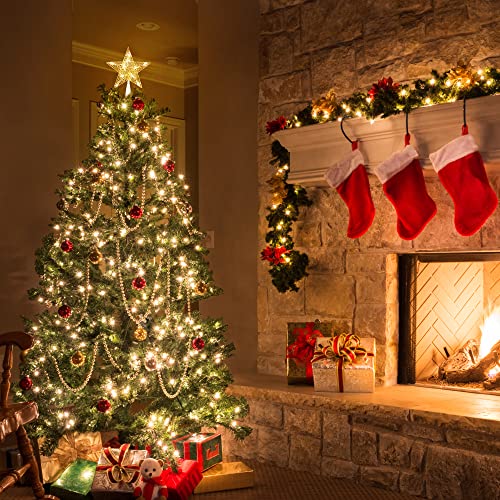 Gold Christmas Tree Topper - 9 Inch Pre-Lit Warm Star Treetop Decor