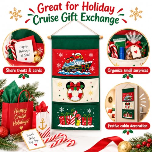 Magopera Green Christmas Fish Extender Door Hanger for DCL Gift Exchange - Festive Cabin Organizer with Pockets