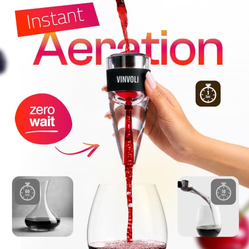 Vinvoli Wine Aerator with Sediment Filter & Stand - Quick Pour & Smoother Tasting