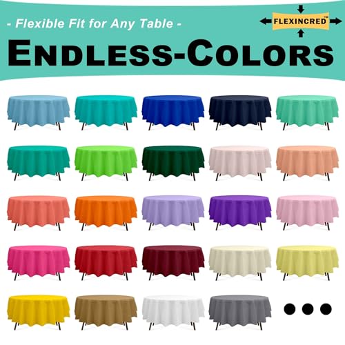 Flexincred Purple 3 Pack Round Plastic Tablecloth 84 Inch - Violet Decorative Cover for Events