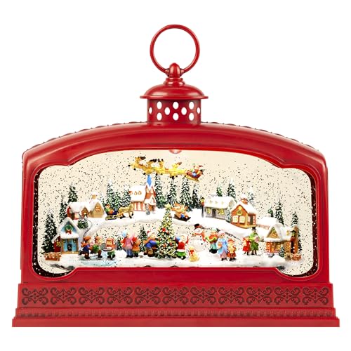 Christmas Large Red Snow Globe with Lights, Music & Timer - Indoor Holiday Decor - Variation: Christmas Large Red