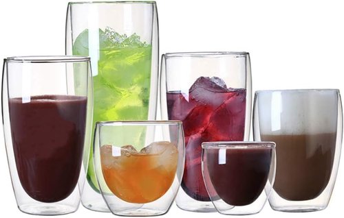 Asng Glass Coffee Mugs, Double Wall Insulated Thermal Cups Drinking Glasses For Tea/Coffee/Latte/Cappucino/Cafe/Milk (650ML/22oz-2PACK)