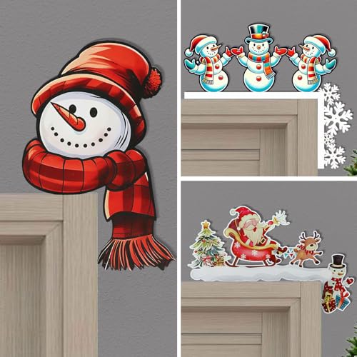 ZoCenKj 2025 Christmas Door Topper – Wooden Santa & Penguin Sign (Variant #a) Front Door