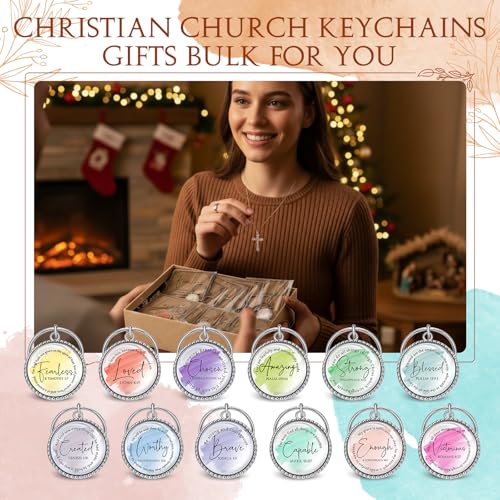 Suncalla Colorful Watercolor Christian Pastor Keychains & Inspirational Cards Bulk Set of 24