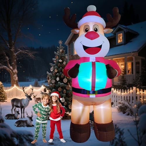 12FT Christmas Inflatable Reindeer with LED Lights Outdoor Yard Decor