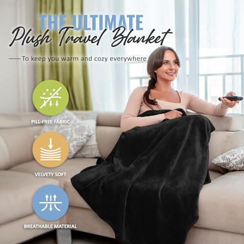 Soft Travel Blanket with Pillow for Airplane & Car - Compact Design