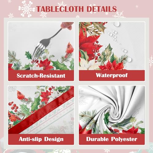Arquiel Cardinal 104" x 60" Tablecloth Rectangular – Floral Print, Polyester, Water-Resistant