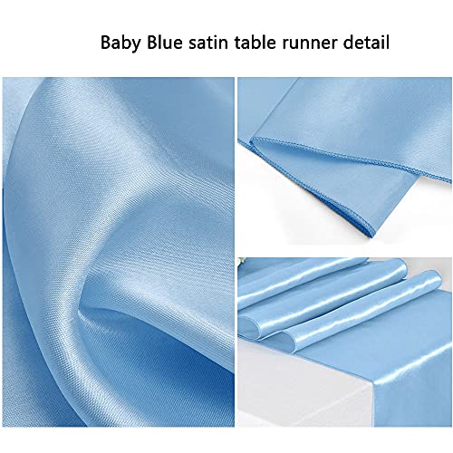 5 Pack Baby Blue Satin Table Runner 12 x 108 Inches - Variation: 12x108-5 Pack