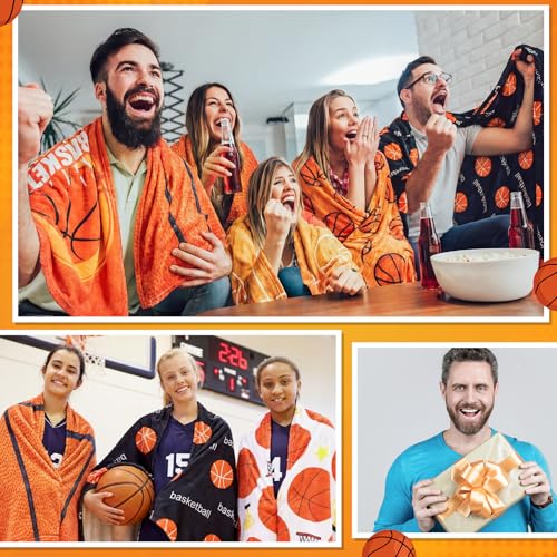 6 Pcs Christmas Basketball Throw Blanket Set 40x60 Inch Gifts for Sports Fans