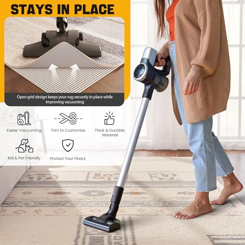 Non-Slip Rug Pad Gripper 8x10 Ft - Thick Cushioned Mat for Hardwood Floors