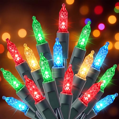 Brightown 32ft LED Christmas Lights 100-Count Multicolor Diamond Bulbs (Indoor/Outdoor) – 8 Modes