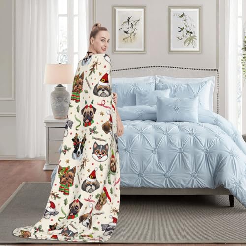 XYSKINO White 50x40 Inches Cute Christmas Dog Fuzzy Throw Blanket for Women Men Kids Cozy Fleece