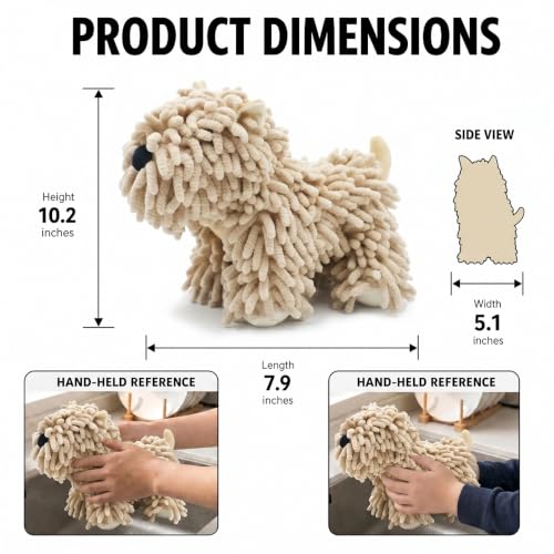3D Puppy Chenille Hand Towel - Super Soft Absorbent Hanging Ball Towel