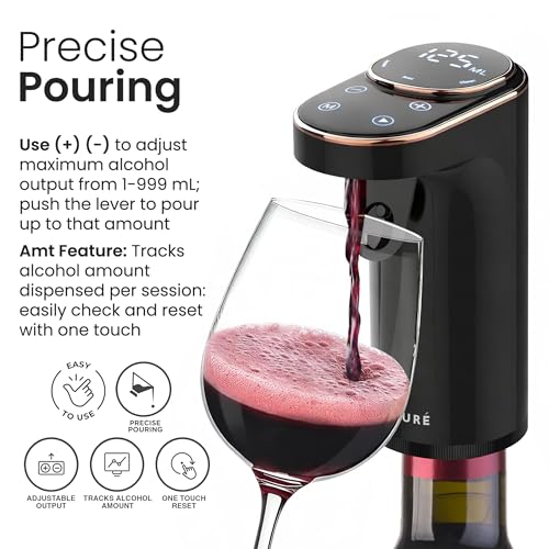 Pouré Obsidian Black 5-in-1 Electric Wine Dispenser & Aerator with Touch Screen