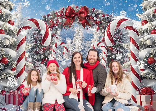 7x5ft Merry Christmas Candy Cane Backdrop for Photography, APDECCLK