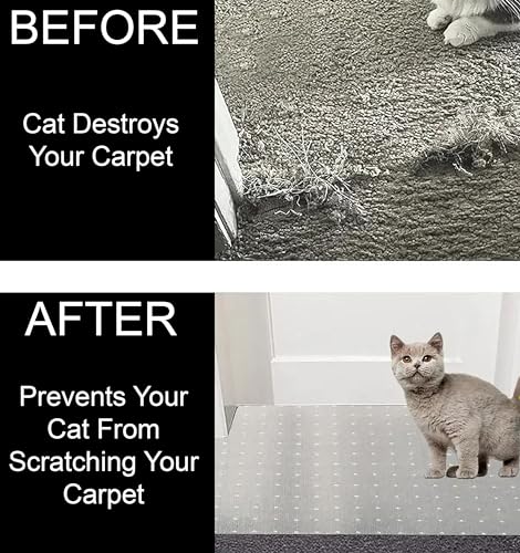 Anti-Scratch Carpet Protector for Cats - 26x34 inch Heavy Duty PVC Rug Mat