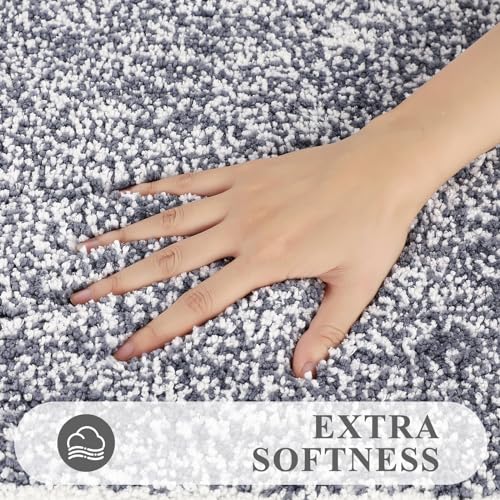 Pauwer 3-Piece Bathroom Rug Set Soft Microfiber Non-Slip Dark Grey
