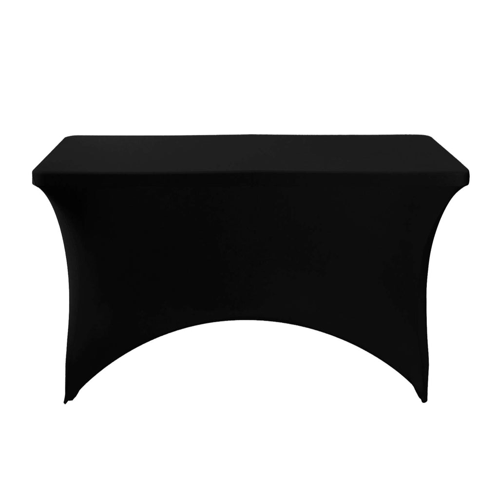 Hezuzo 2Pack Spandex Table Cover for 4FT or 6ft or 9ft Table Universal Fitted Stretch Tablecloth for Party, Banquet, Wedding and Events-Black