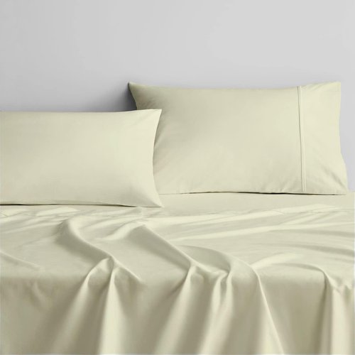 Cottingon Short Queen Sheets for RV Camper - 4 Piece Cotton Bedding Set, Fits Up to 15" Deep Mattress, 60" x 75", Ivory Solid