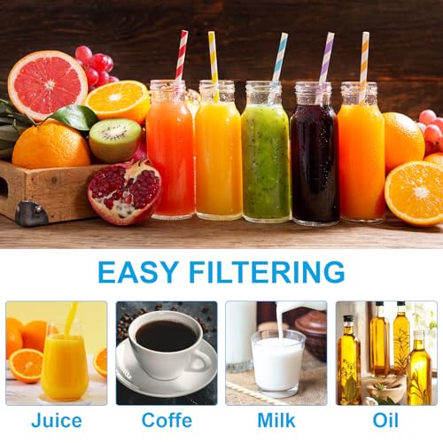 Elegaperma Ultra Fine Mesh Strainer Set for Coffee, Juice & Liquids - 100 & 300 Mesh, 5 Inch Filter Funnels